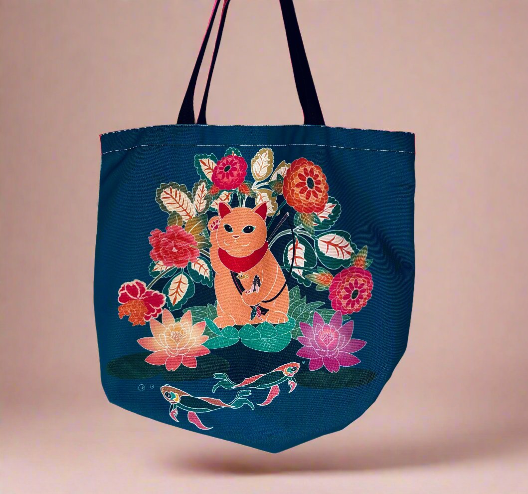 Minoux Maneki Neko Canvas Tote