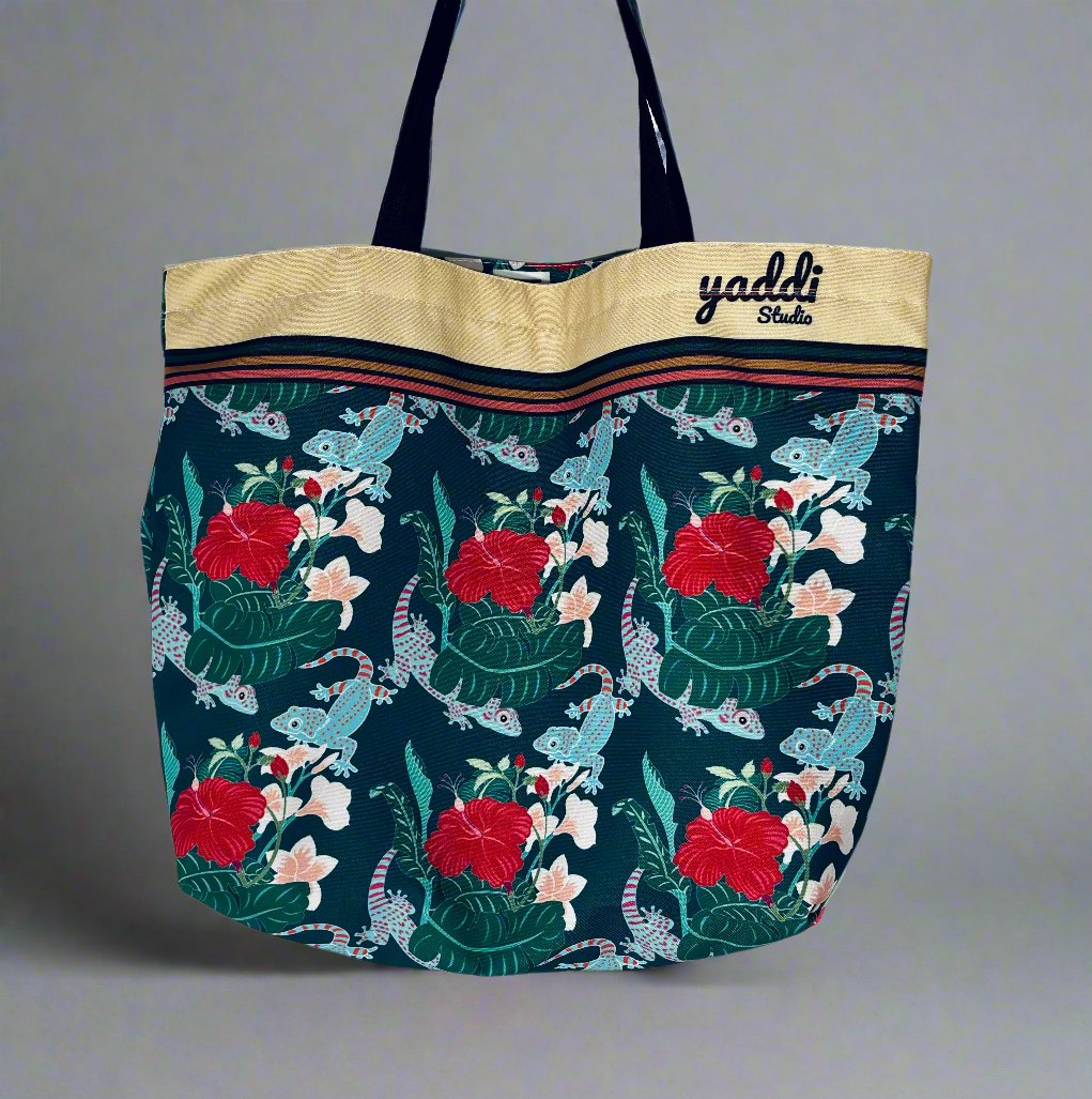 Ubud Canvas Tote Bag | Red Flowers