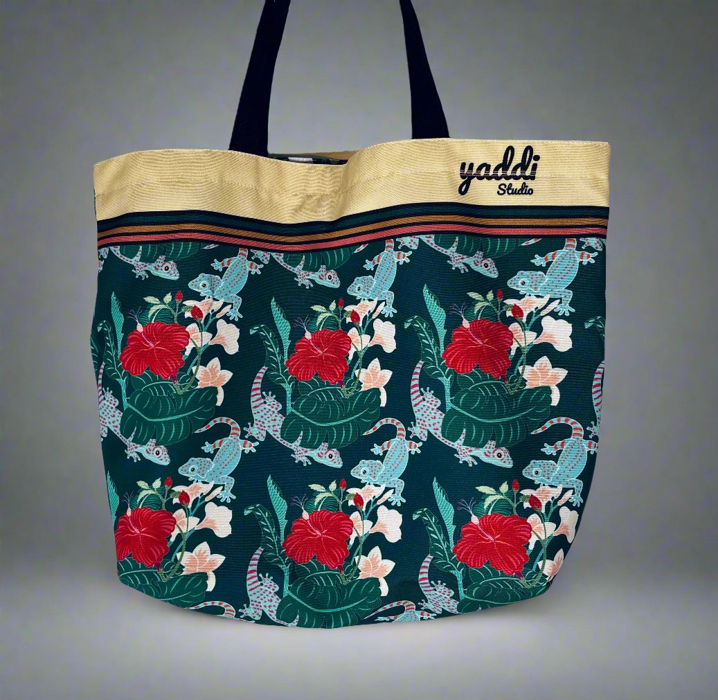 Ubud Canvas Tote Bag | Red Flowers