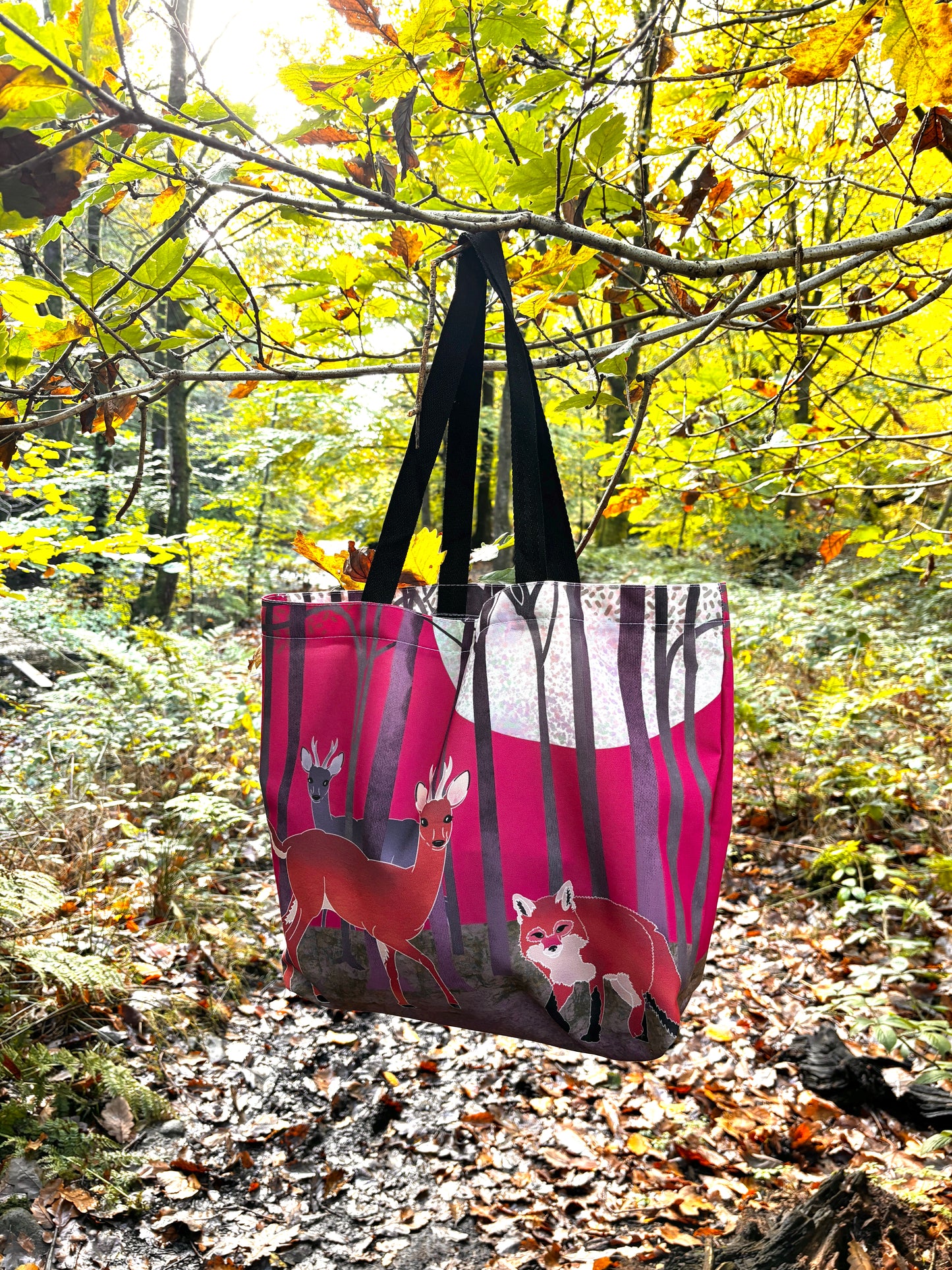 Luna-Light Wood Canvas Tote Bag | Pink