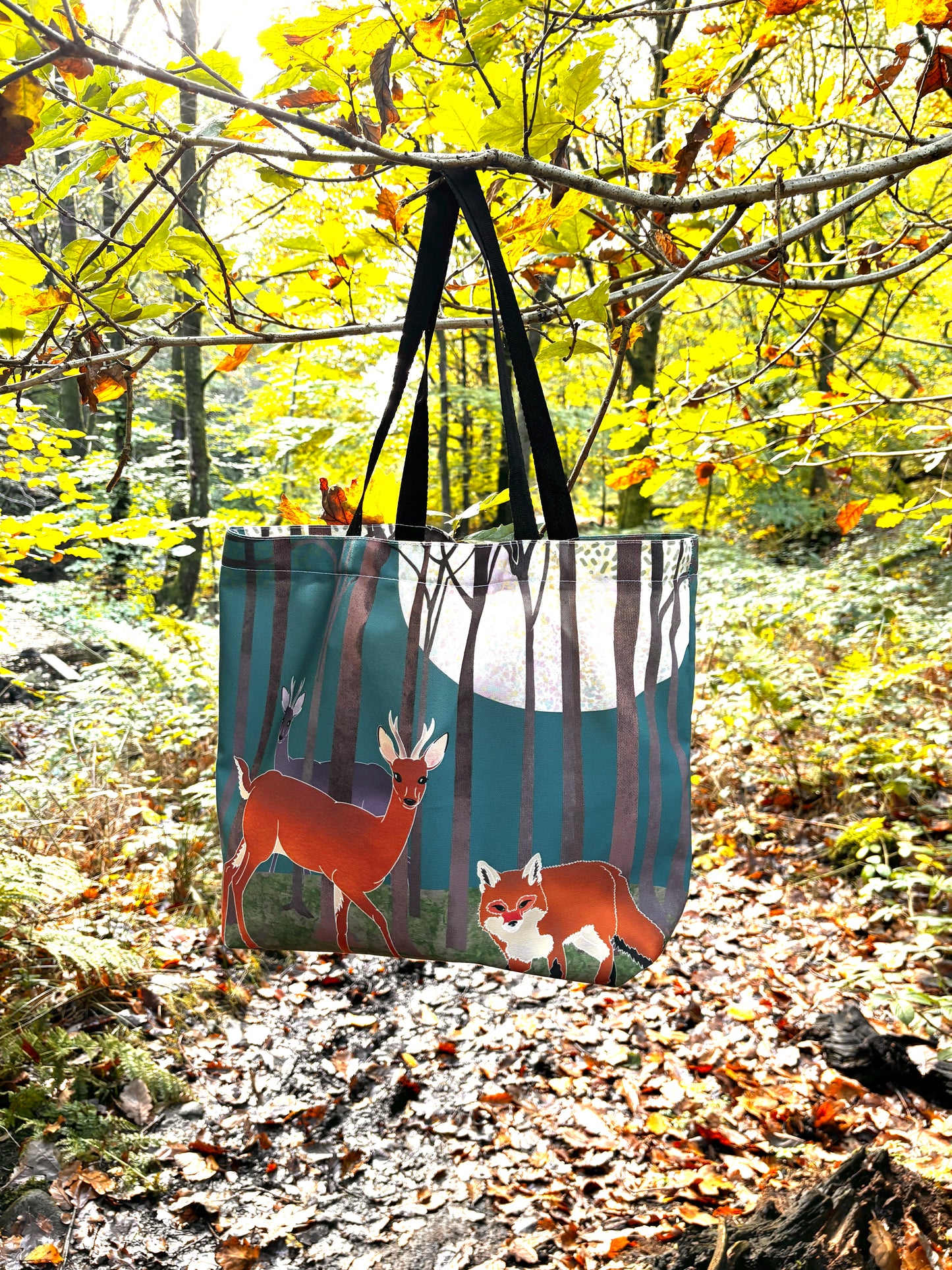 Luna-Light Wood Canvas Tote Bag | Blue