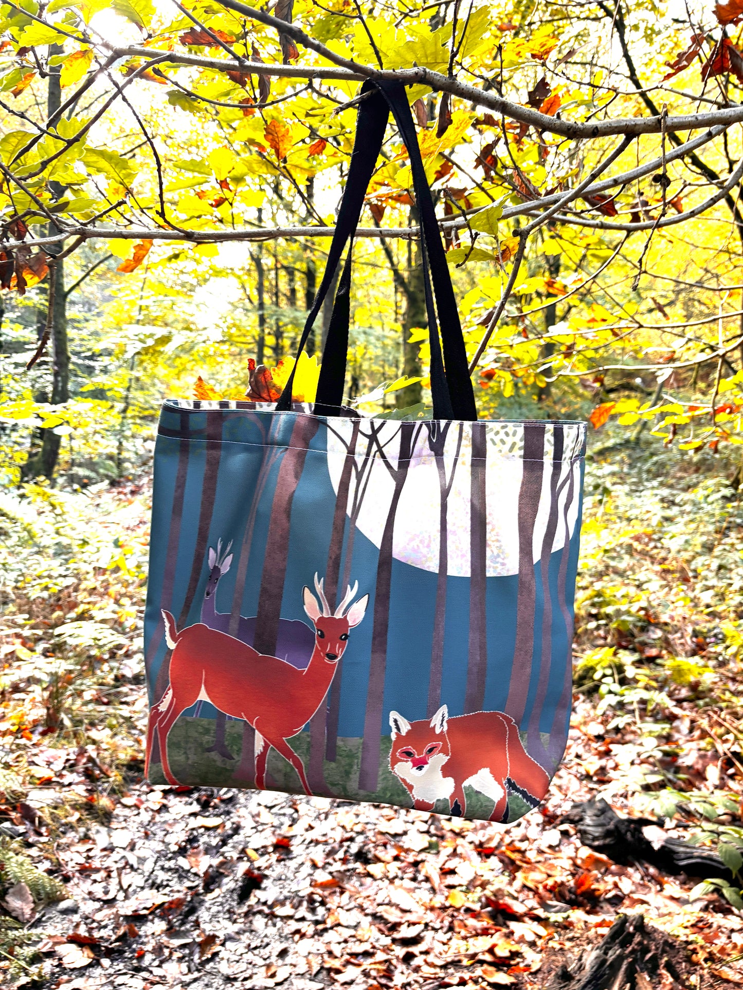 Luna-Light Wood Canvas Tote Bag | Blue