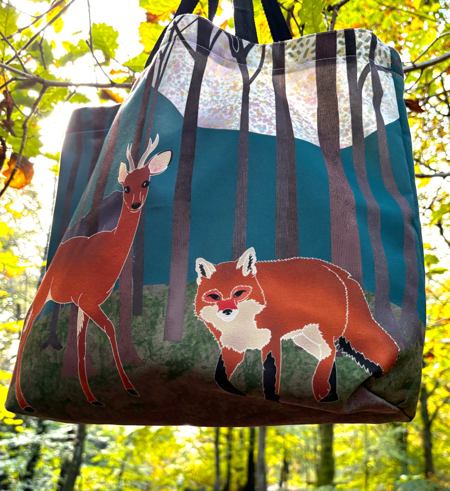 Luna-Light Wood Canvas Tote Bag | Blue