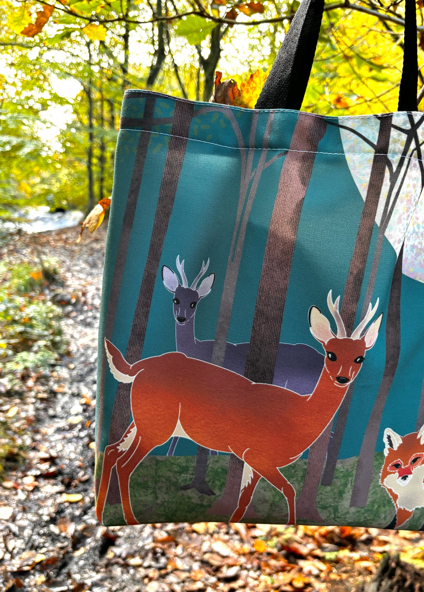 Luna-Light Wood Canvas Tote Bag | Blue