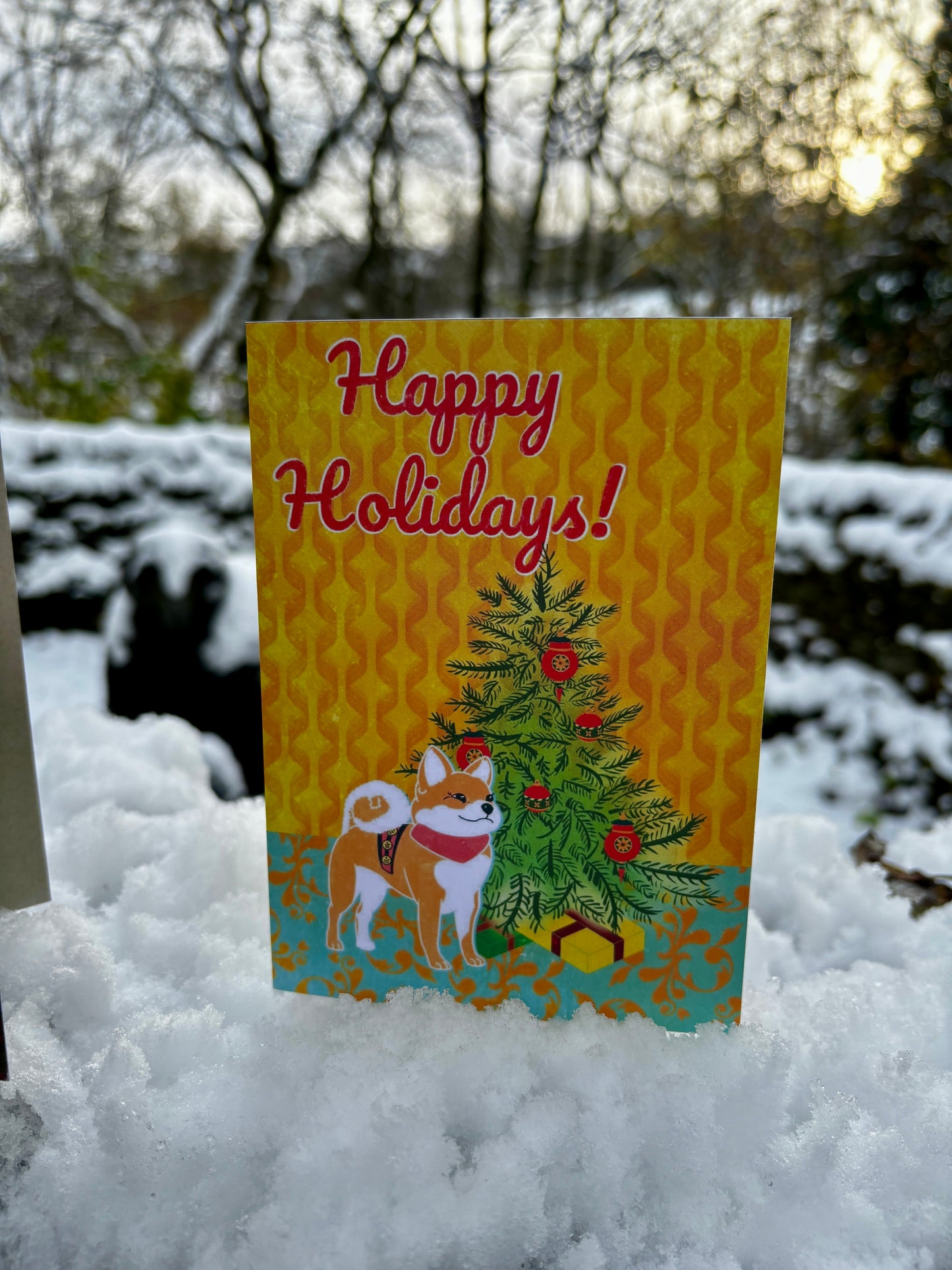 Handwritten, direct to recipient Christmas Card | Shiba Inu