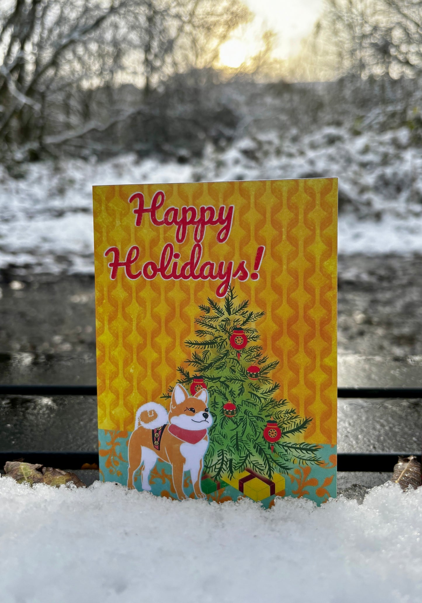 Handwritten, direct to recipient Christmas Card | Shiba Inu