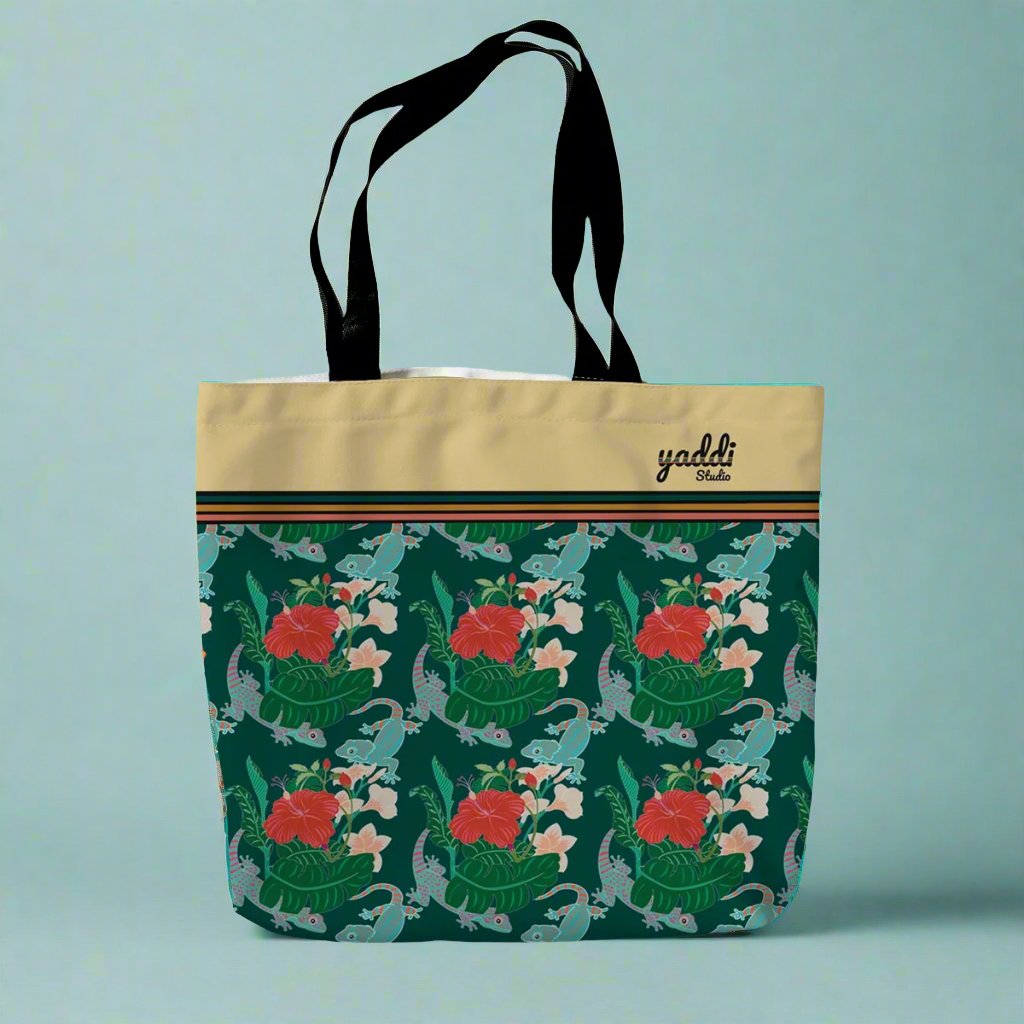 Ubud Canvas Tote Bag | Red Flowers