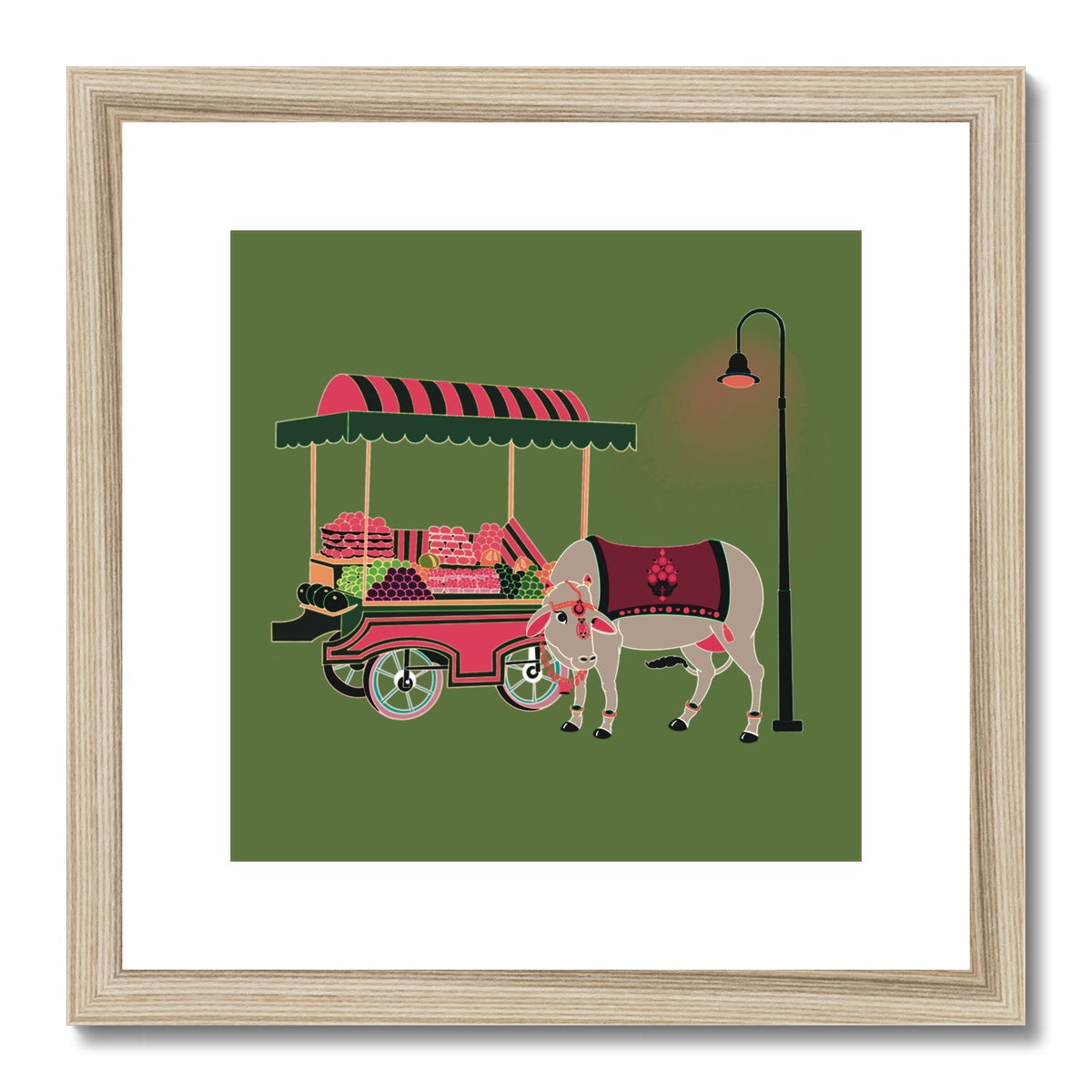 Mandrem Nights Framed & Mounted Print | Dark Mossy Green