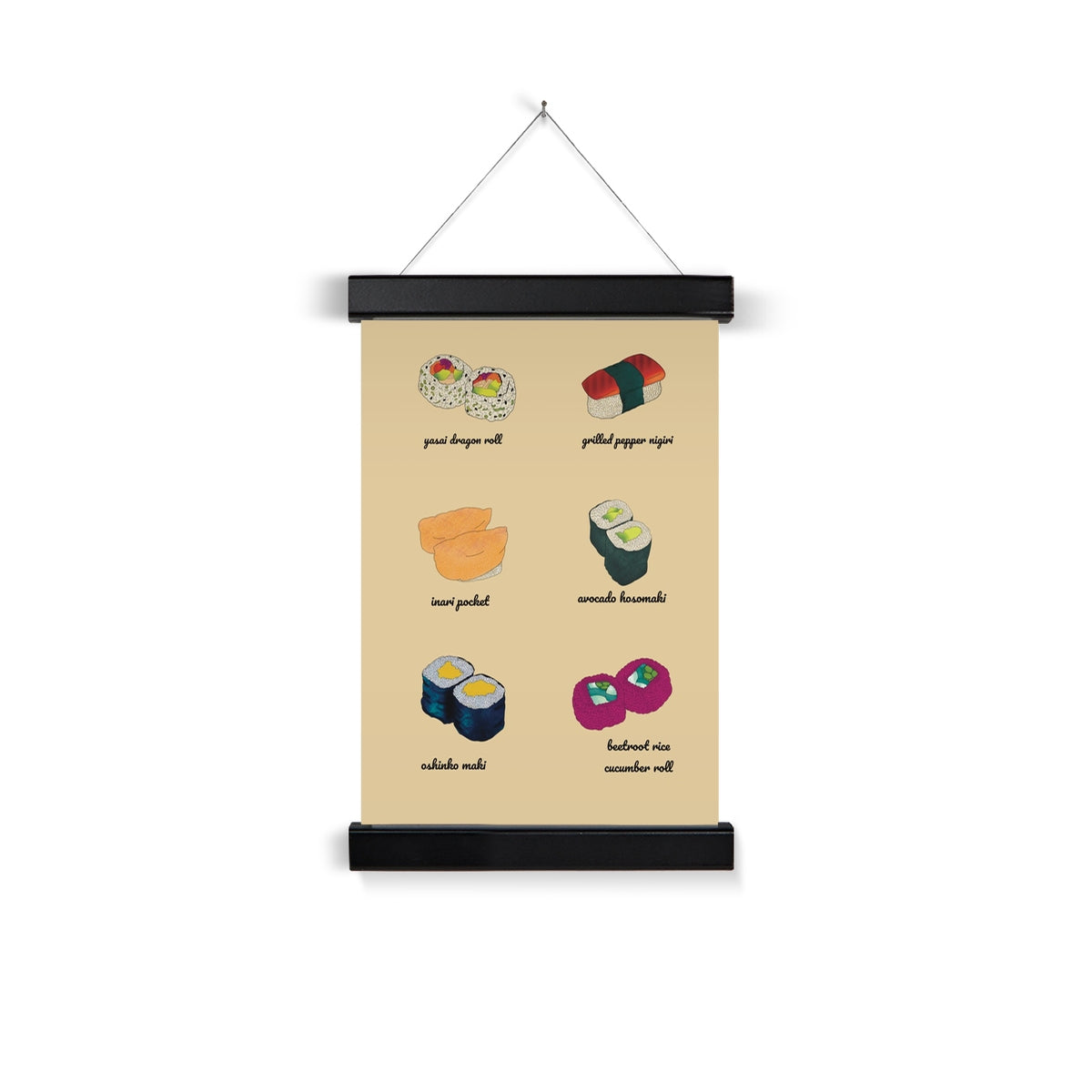 Vegan Sushi A4 Wall Art with Hanger