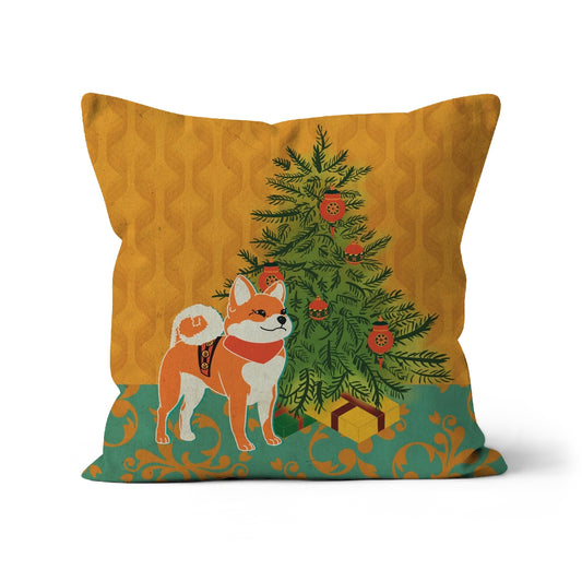 Retro Christmas Shiba Inu  Cushion