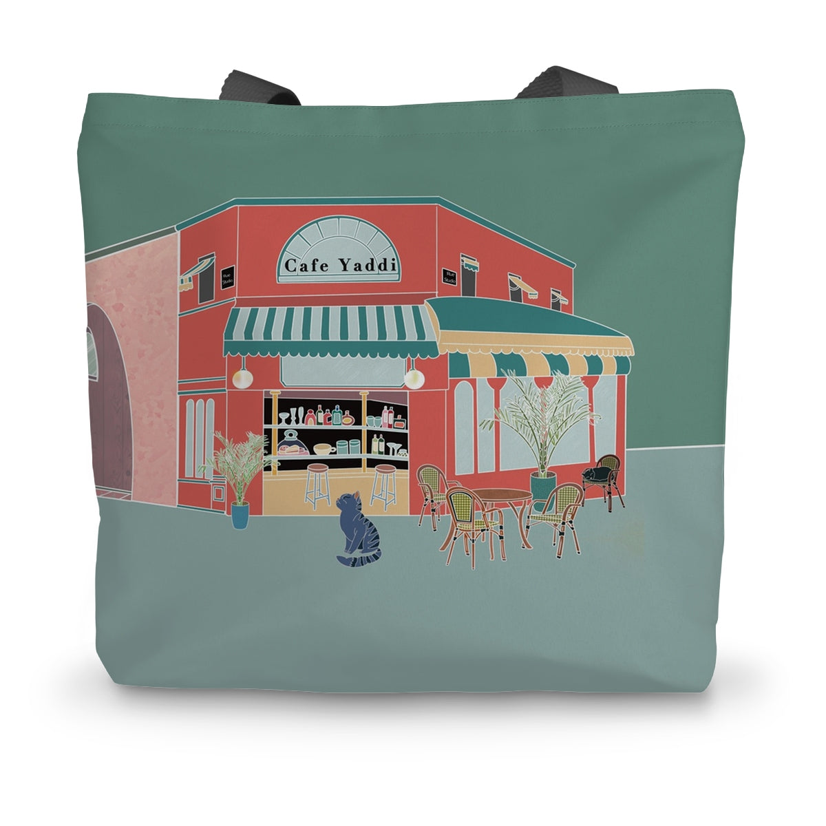 Cafe Yaddi Canvas Tote Bag | Tabby Cat