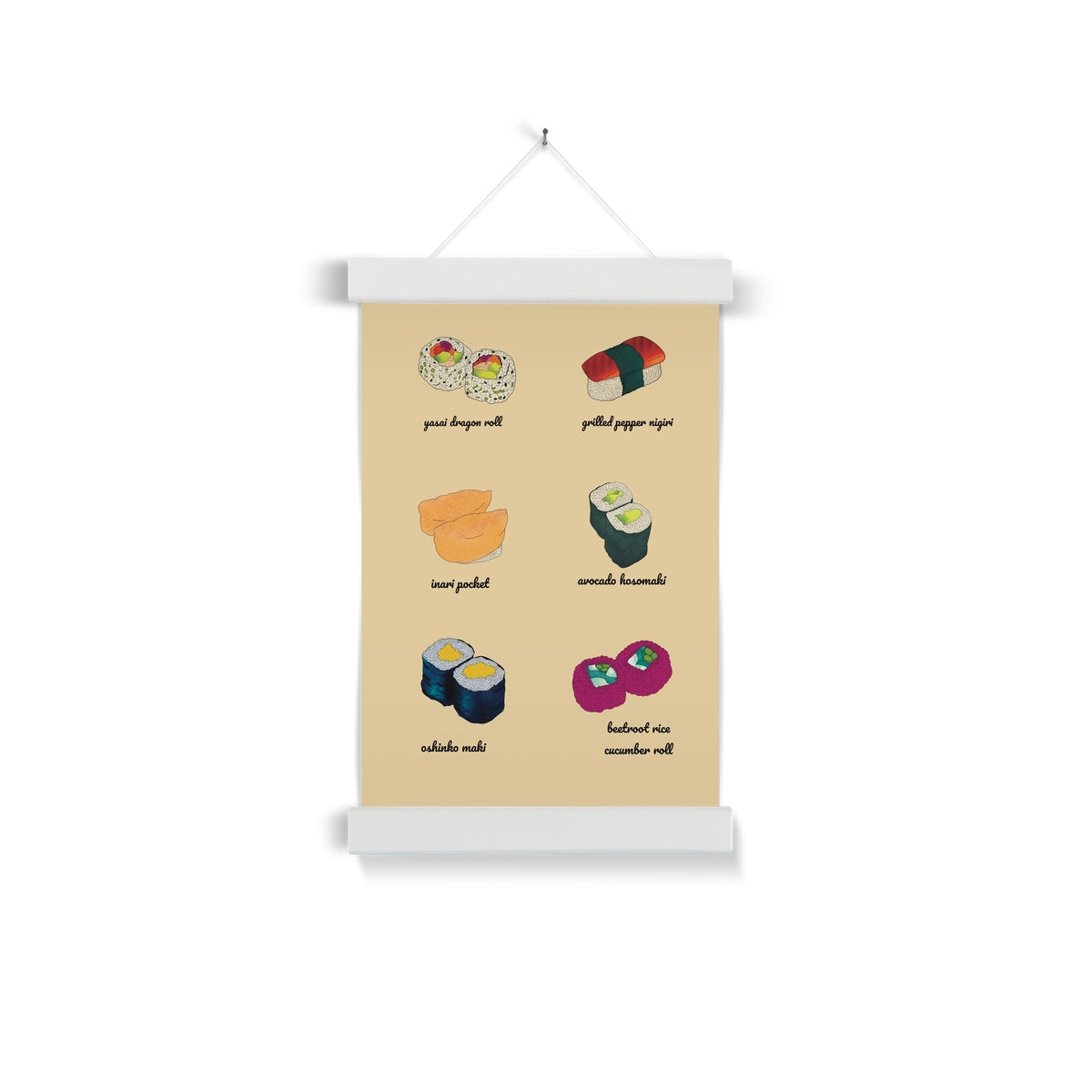 Vegan Sushi A4 Wall Art with Hanger