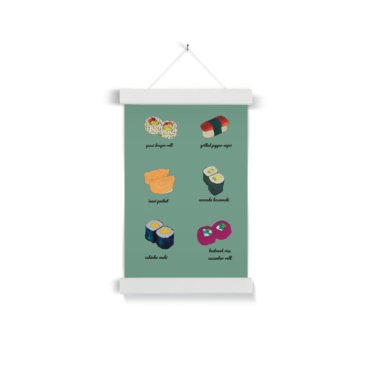 Vegan Sushi A4 Wall Art with Hanger