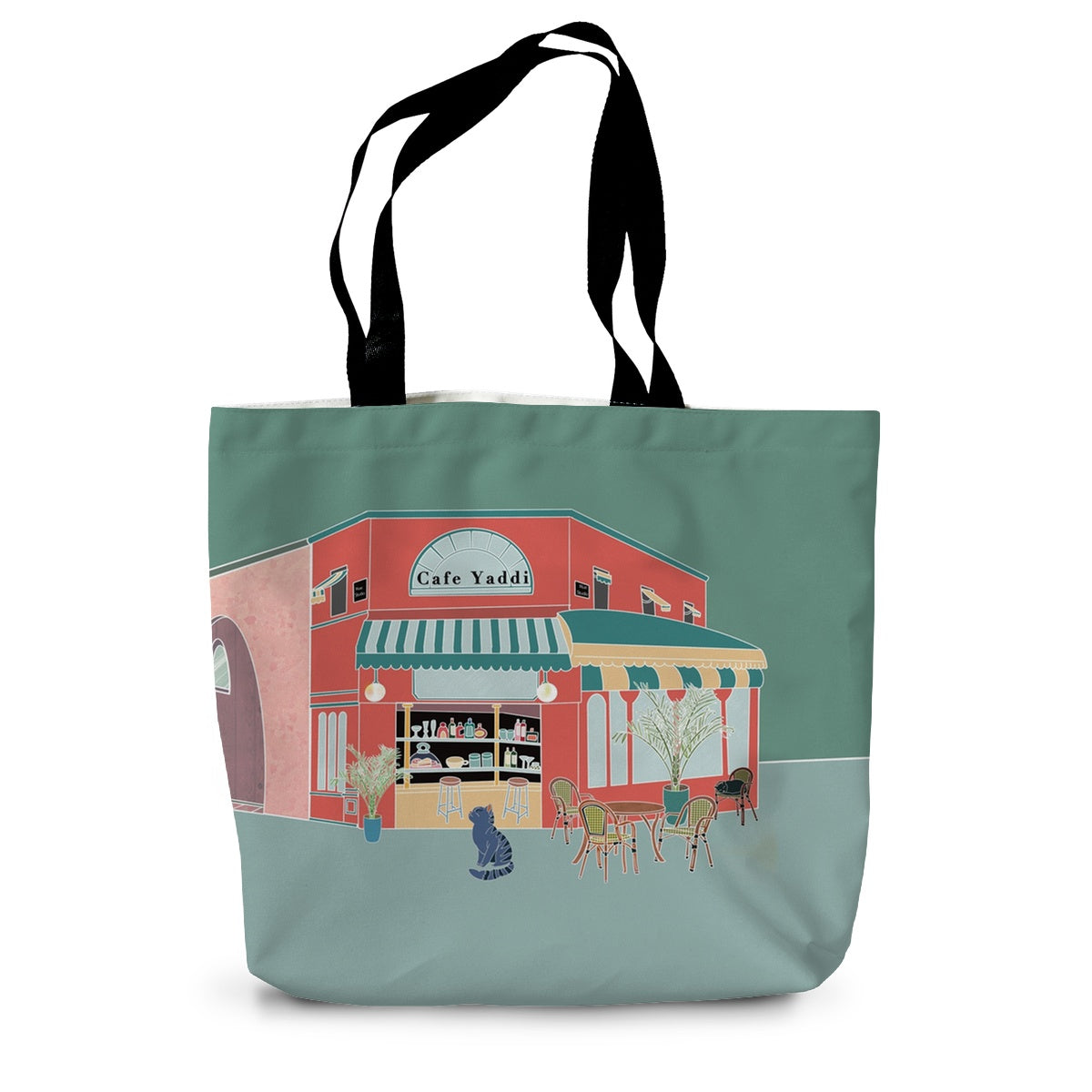 Cafe Yaddi Canvas Tote Bag | Tabby Cat