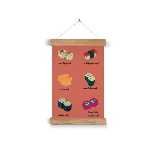 Vegan Sushi A4 Wall Art with Hanger