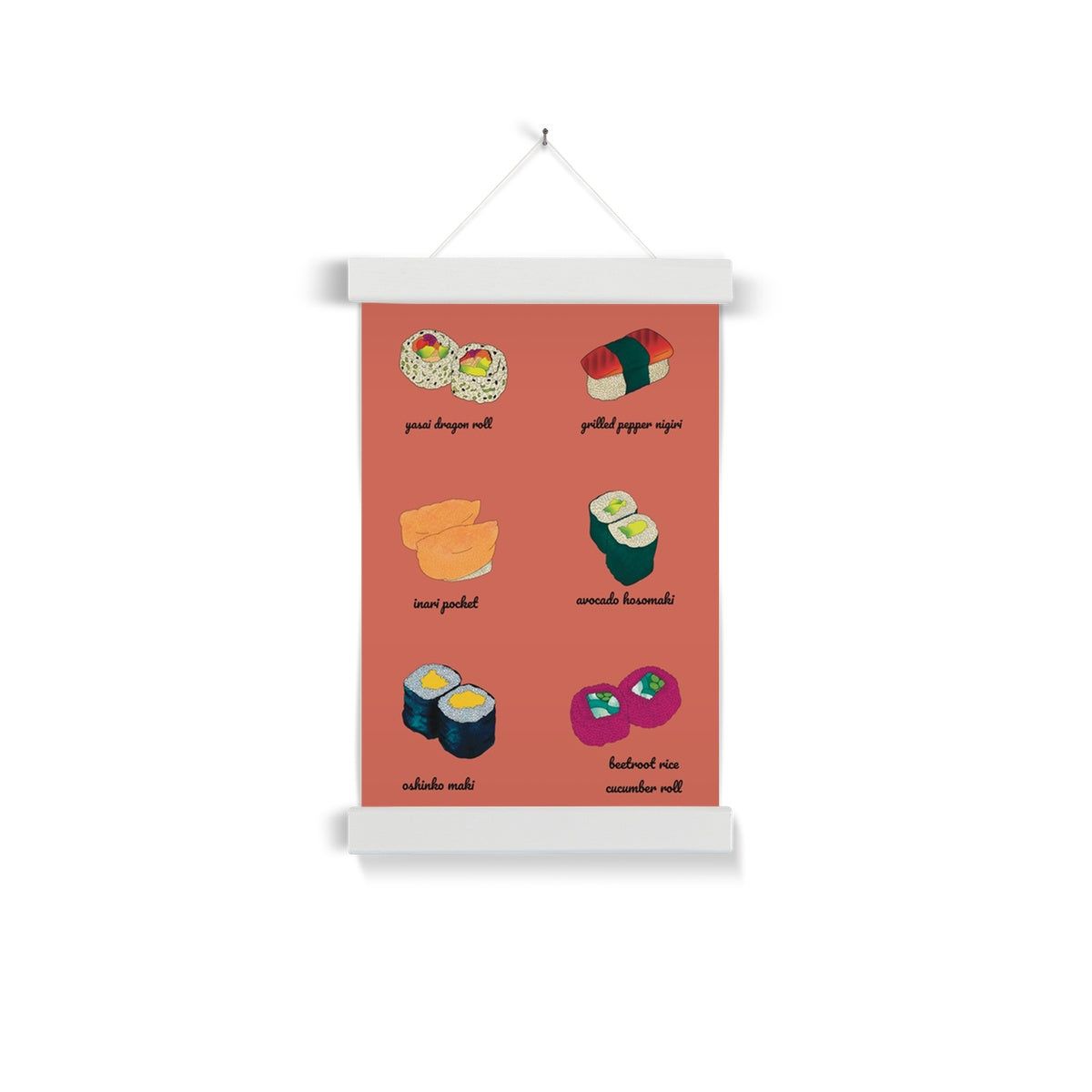 Vegan Sushi A4 Wall Art with Hanger