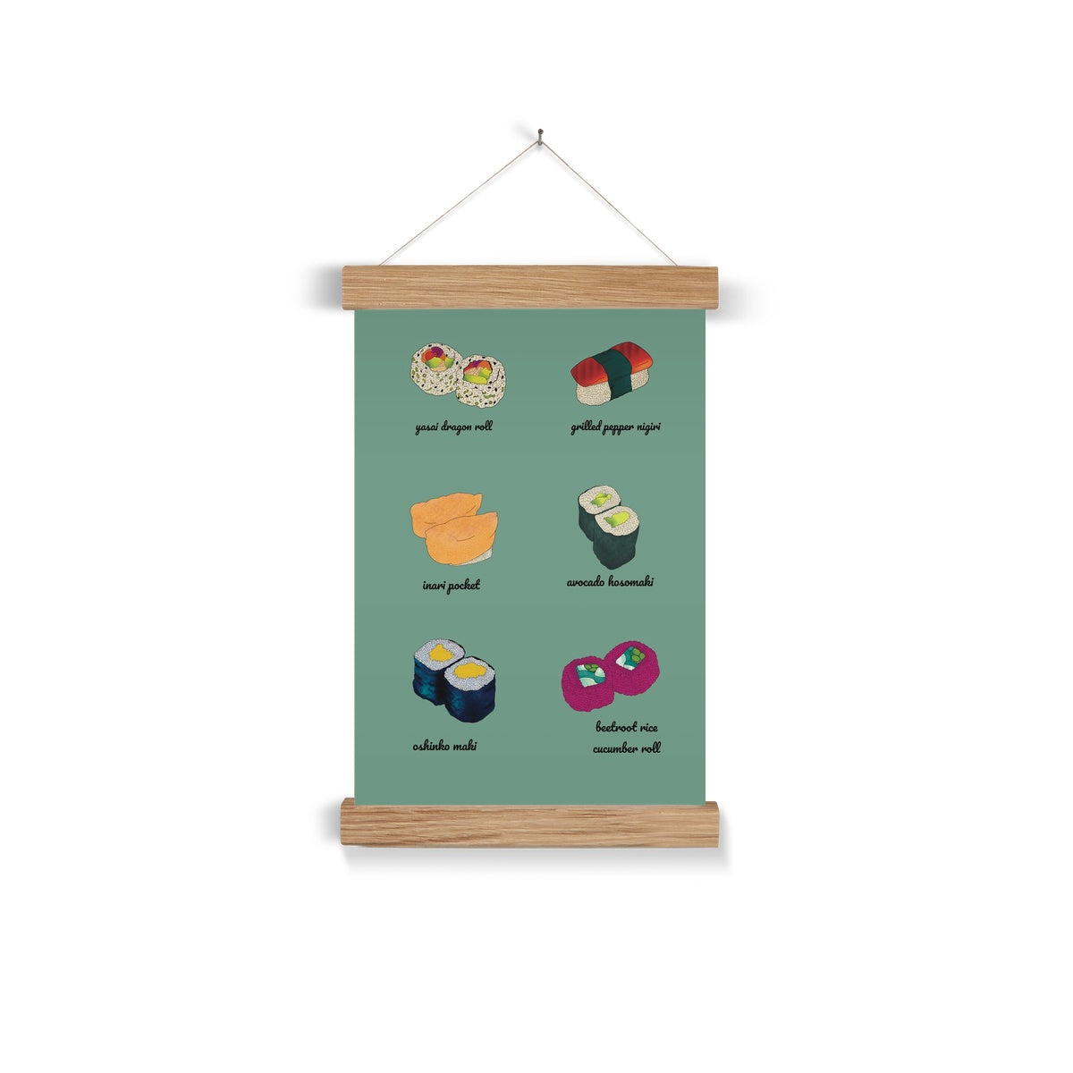 Vegan Sushi A4 Wall Art with Hanger