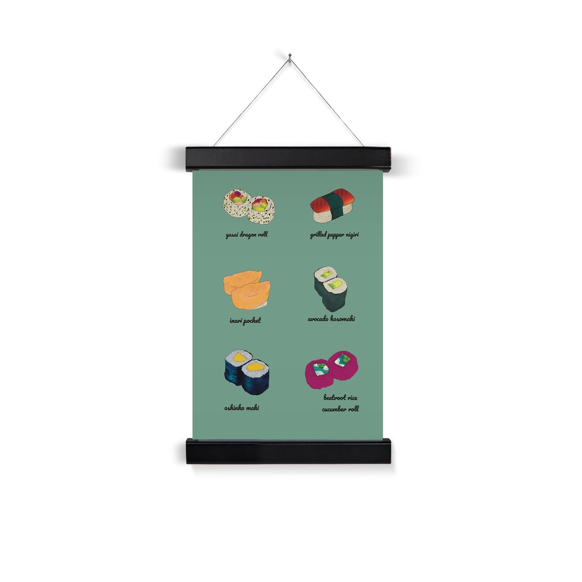 Vegan Sushi A4 Wall Art with Hanger